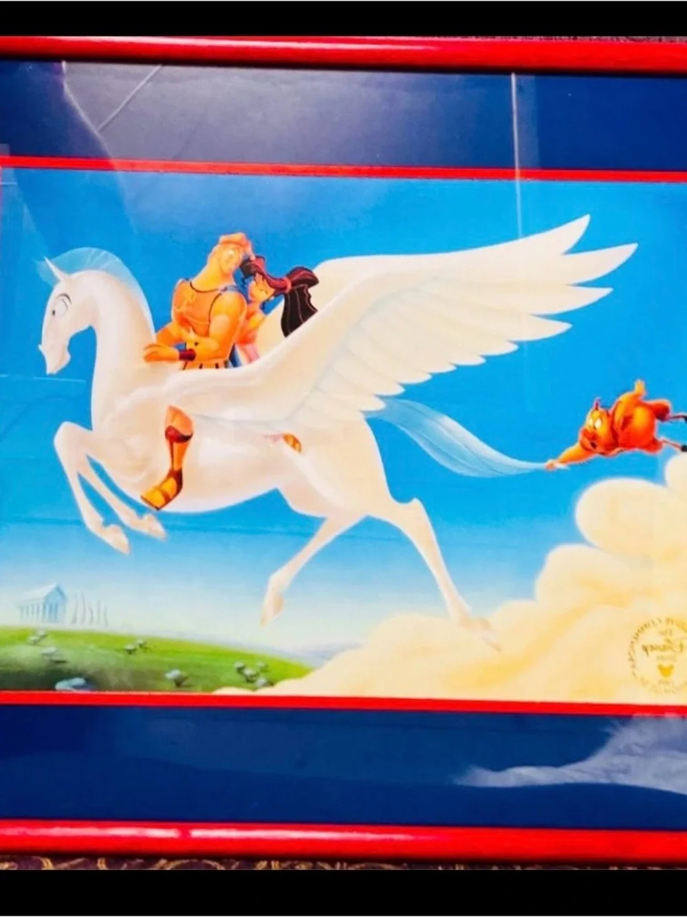 Disney Hercules Pegasus Framed Art Print Vintage Style Meg Phil Wall Decor